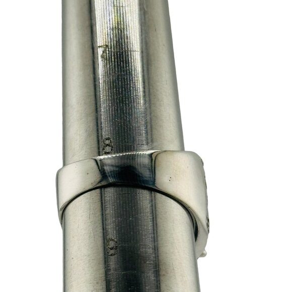 Sterling Silver 925 Purple Sapphire CZ Wide Band Ring Size 8.25 - Picture 8 of 8